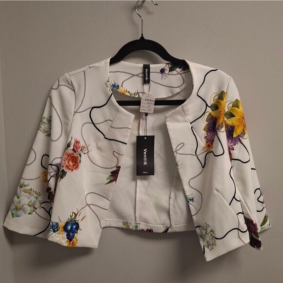 NEW VENTI6 FloraL Jacket in White - Picture 1 of 6